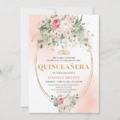 Invitation Rustic Dusty Pink Rose Gold Quinceañera Invite (Devant)