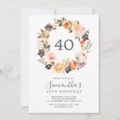 Invitation Rustic Earth Florals 40e anniversaire (Devant)