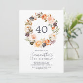 Invitation Rustic Earth Florals 40e anniversaire (Debout devant)