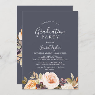 Invitation Rustic Earth Florals   Purple Graduation Party
