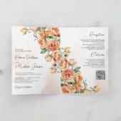 Invitation Rustic Earthy Peach Floral QR Code Wedding (Intérieur)