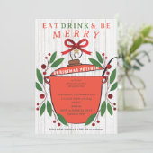 Invitation Rustic Eat Drink and Be Merry Christmas Potluck (Debout devant)