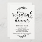 Invitation Rustic Elegance ÉDITABLE Dîner de répétition des c (Devant / Derrière)