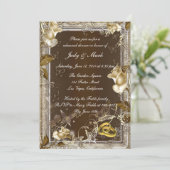 Invitation Rustic Elegance White Rose Rehearsal Dîner Invitat (Debout devant)
