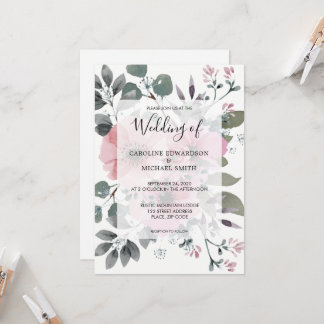 Invitation Rustic elegant botanical watercolor floral Wedding