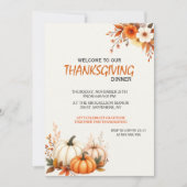 Invitation Rustic Elegant Floral  Thanksgiving Dinner (Devant)