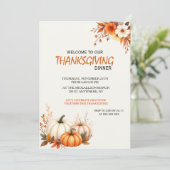 Invitation Rustic Elegant Floral  Thanksgiving Dinner (Debout devant)