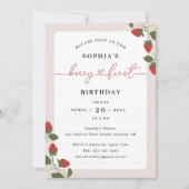 Invitation Rustic Elegant Girl's Berry Premier anniversaire (Devant)