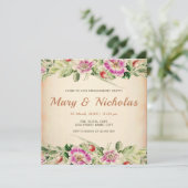Invitation Rustic Elegant Vintage Floral Engagement Party (Debout devant)