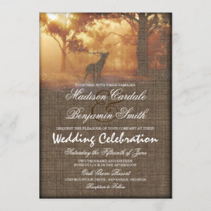Invitation Rustic Elk Woodland Burlap Imprimer Mariage Invite