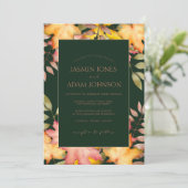 Invitation Rustic Emerald Green Automne Feuilles Mariage (Debout devant)
