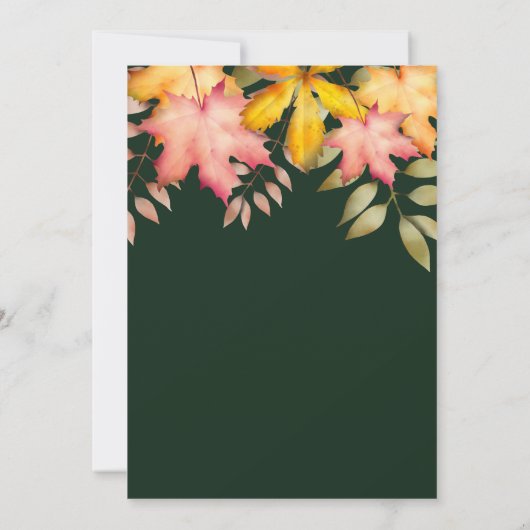 Invitation Rustic Emerald Green Automne Feuilles Mariage (Dos)