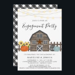 Invitation Rustic Engagement Party Automne Pays de la grange<br><div class="desc">Rustic Engagement Party Fall Country Barn Invitation - Country chic invitation présente une grange rustique entourée de citrouilles et de tournesols fraîchement récoltés, avec des lampes à cordes brillantes suspendues au-dessus. Notre modèle de haute qualité rend si simple la personnalisation de votre invitation unique. Si vous souhaitez modifier les polices...</div>