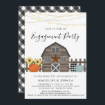 Invitation Rustic Engagement Party Automne Pays de la grange<br><div class="desc">Rustic Engagement Party Fall Country Barn Invitation - Country chic invitation présente une grange rustique entourée de citrouilles et de tournesols fraîchement récoltés, avec des lampes à cordes brillantes suspendues au-dessus. Notre modèle de haute qualité rend si simple la personnalisation de votre invitation unique. Si vous souhaitez modifier les polices...</div>