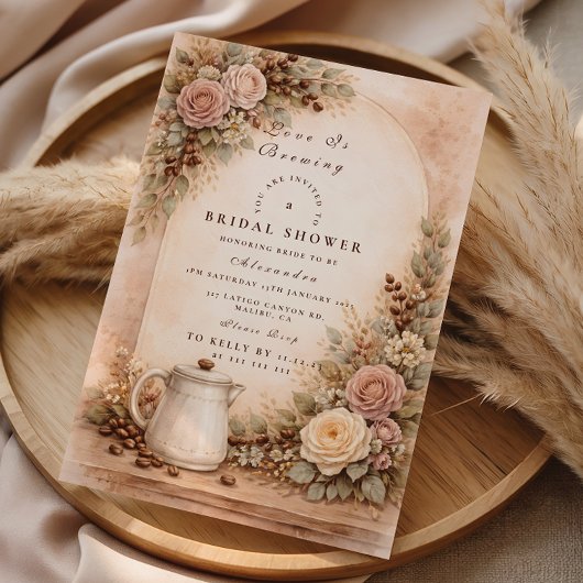 Invitation Rustic Espresso Bar Bridal Shower