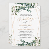 Invitation Rustic Eucalyptus Greenery Gold All-in-One Wedding (Devant / Derrière)