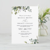 Invitation Rustic Eucalyptus Leaves Greenery QR Code Wedding (Debout devant)