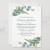 Invitation Rustic Eucalyptus Photo Collage QR Code Mariage (Devant)