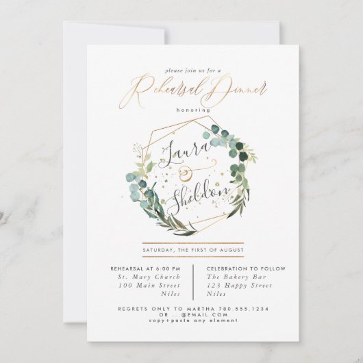 Invitation Rustic Eucalyptus Wreath Rehearsal Dinner (Devant)