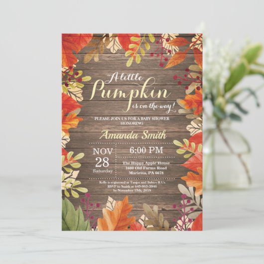 Invitation Rustic Fall Baby shower (Debout devant)