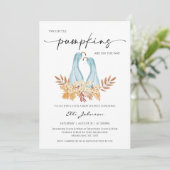 Invitation Rustic Fall Boy Twins Baby shower Citrouille (Debout devant)