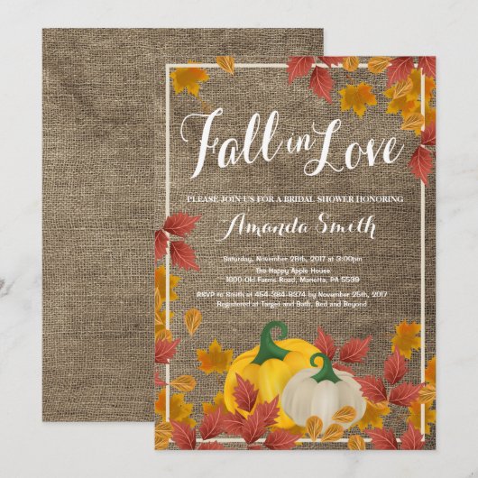 Invitation Rustic Fall Bridal Shower (Devant / Derrière)