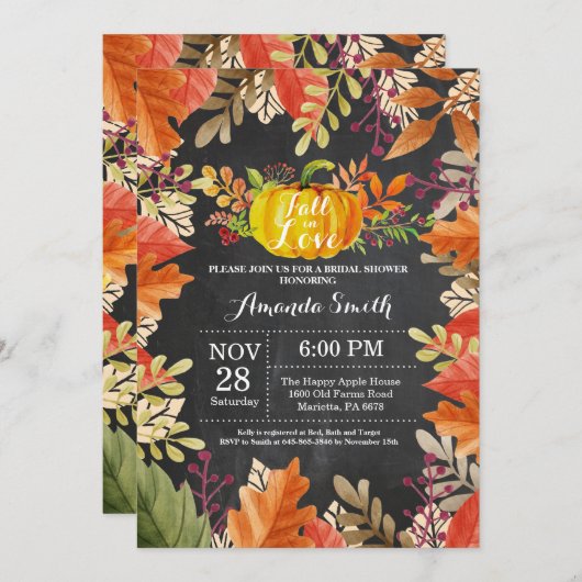 Invitation Rustic Fall Bridal Shower (Devant / Derrière)
