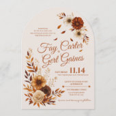 Invitation Rustic Fall Burnt Sienna Beige Floral Wedding  (Devant)