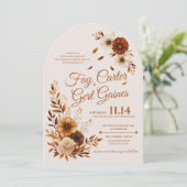 Invitation Rustic Fall Burnt Sienna Beige Floral Wedding  (Debout devant)