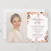 Invitation Rustic Fall Celebration Of Life Funeral Photo (Devant)