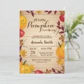 Invitation Rustic Fall Citrouille Baby shower  (Debout devant)