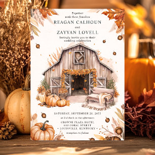 Invitation Rustic Fall Citrouille Barn Mariage