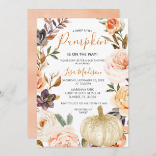 Invitation Rustic Fall Citrouille est sur le chemin Baby show