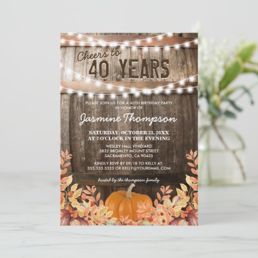 Invitation Rustic Fall Citrouille fête d'anniversaire (Debout devant)