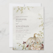 Invitation Rustic Fall Citrouille Floral Mariage Photo (Devant)