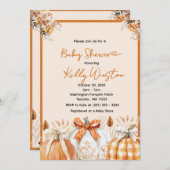 Invitation Rustic Fall Citrouille Neutral Farmhouse Baby show (Devant / Derrière)