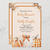 Invitation Rustic Fall Citrouille Neutral Farmhouse Baby show (Devant / Derrière)