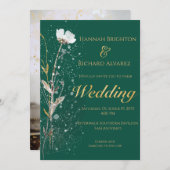 Invitation Rustic Fall Emerald Bohemian Fleur sauvage Mariage (Devant / Derrière)