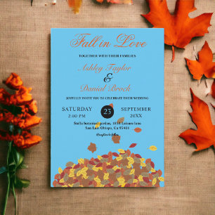 Invitation Rustic Fall Feuilles Sky Blue Automne Floral Maria