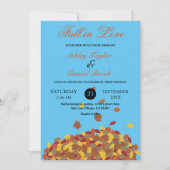 Invitation Rustic Fall Feuilles Sky Blue Automne Floral Maria (Devant)