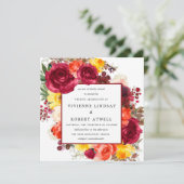 Invitation Rustic Fall Floral Carré Mariage (Debout devant)