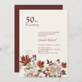 Invitation Rustic Fall Floral Fête Mariage Anniversaire (Devant / Derrière)
