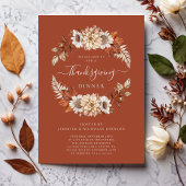 Invitation Rustic Fall Floral Feuilles Thanksgiving Dîner