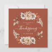 Invitation Rustic Fall Floral Feuilles Thanksgiving Dîner (Devant)