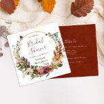 Invitation Rustic Fall Floral & Greenery Carré Fête des marié<br><div class="desc">Il s'agit d'une invitation à la douche nuptiale rustique et simple carré, utilisant une élégante aquarelle fleurie et verte couronne automnale. La palette de couleurs présente des couleurs d'automne comme le bordeaux, l'orange brûlé, la terre cuite, le vert profond, les couleurs de baies et l'or. Customisez facilement tout le texte...</div>