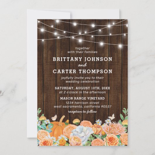 Invitation Rustic Fall Floral Mariage (Devant)