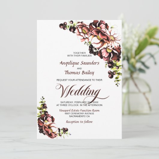 Invitation Rustic Fall Floral Mariage (Debout devant)