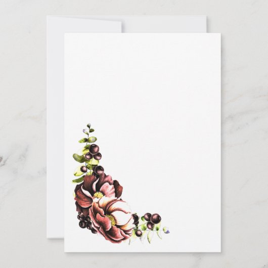 Invitation Rustic Fall Floral Mariage (Dos)