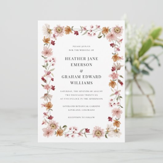 Invitation Rustic Fall Floral Mariage (Debout devant)