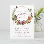 Invitation Rustic Fall Floral Memorial Célébration de la vie (Debout devant)